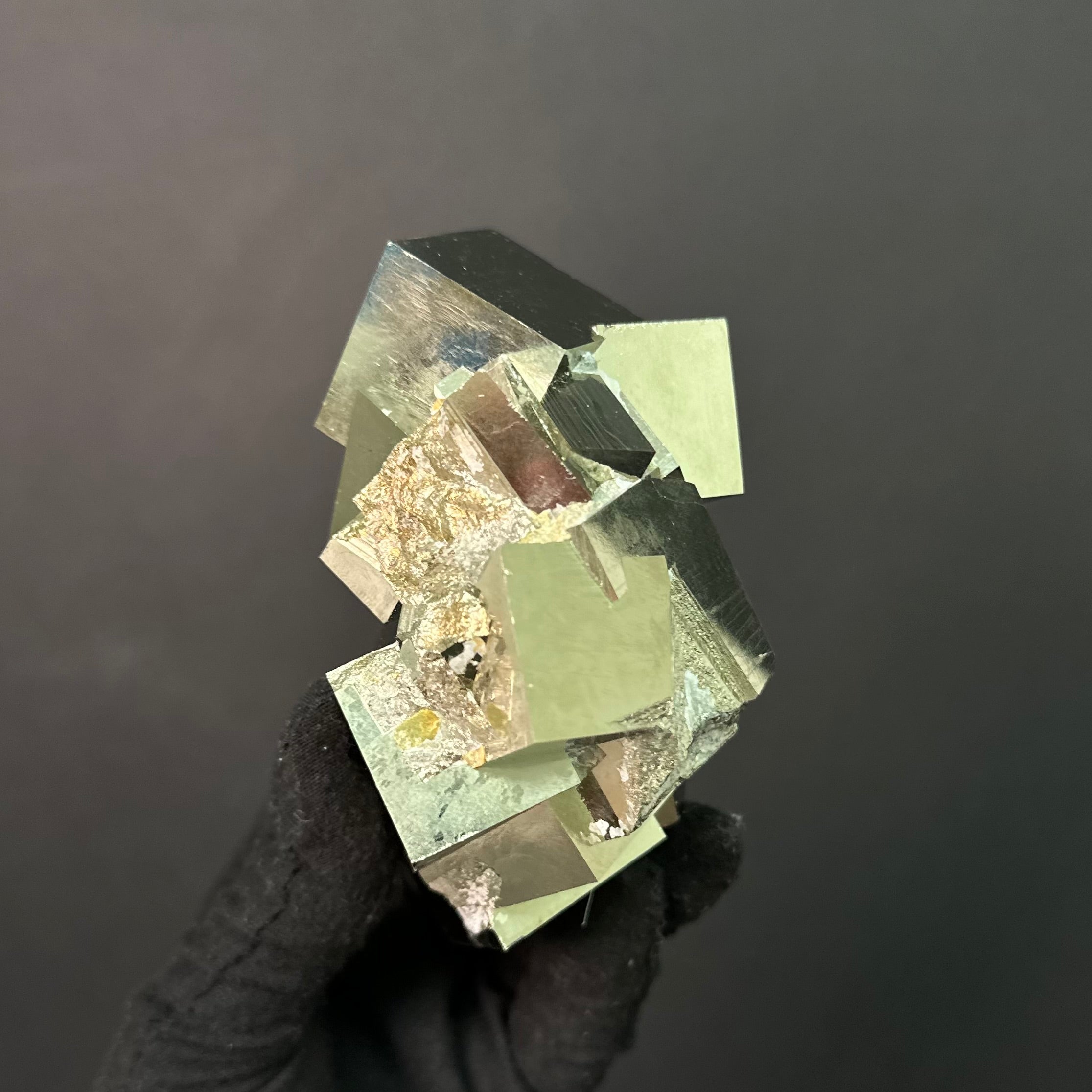 Ingrown Cubic Pyrite with Damage from Mina Ampliación A Victoria, Navajún, Spain.