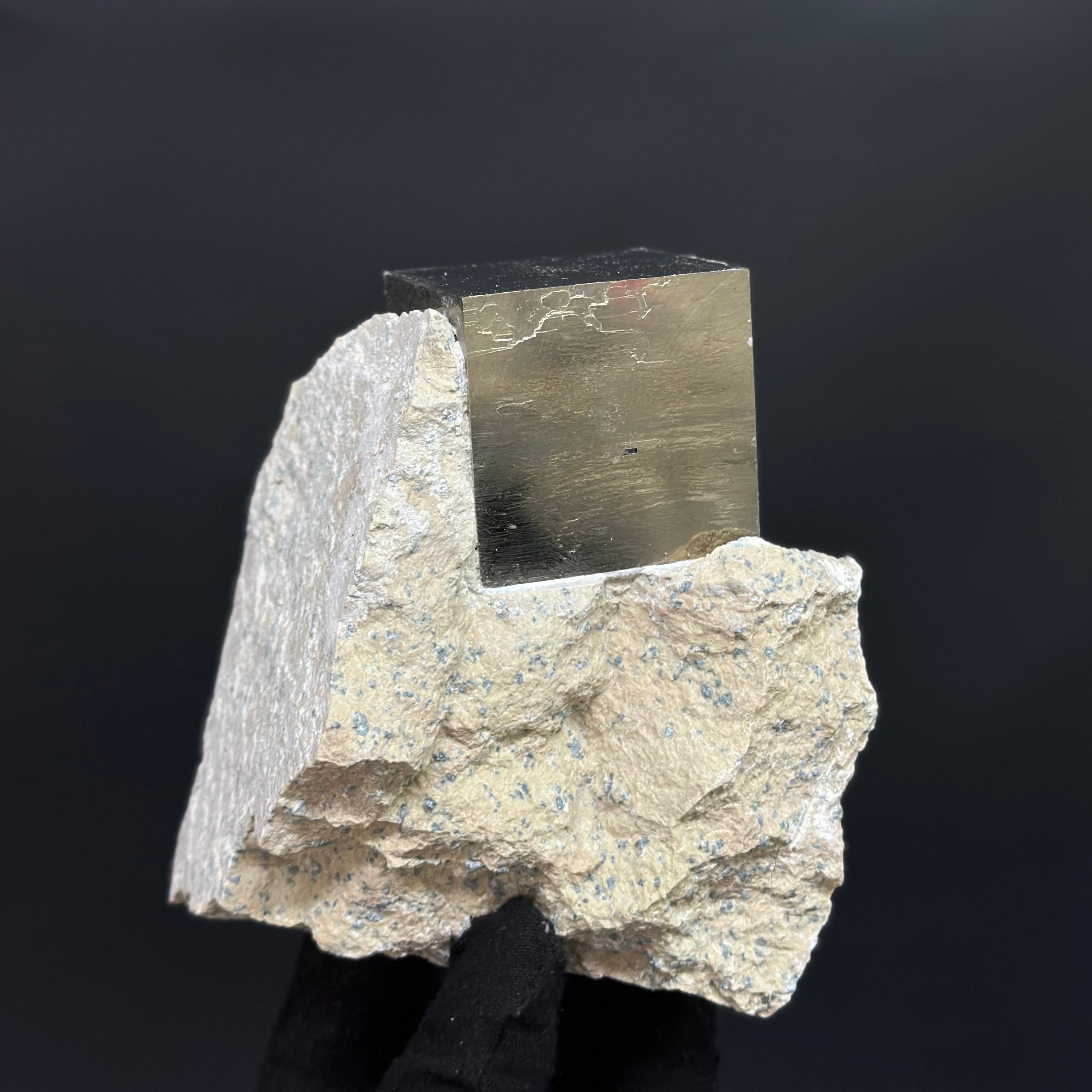 Single Cubic Pyrite on Matrix from Mina Ampliación A Victoria, Navajún, Spain