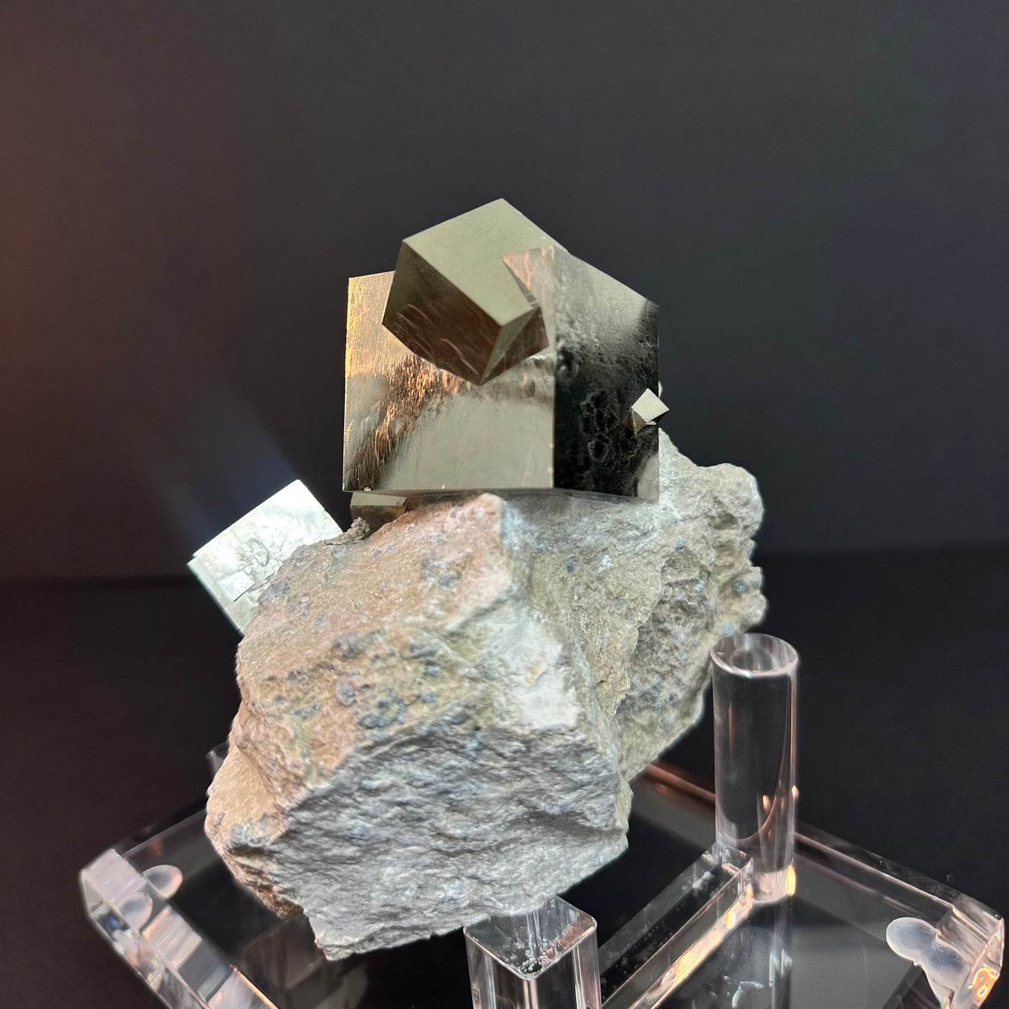 Genuine Pyrite Intergrown on Matrix from Mina Ampliación A Victoria Mine, Navajún, Spain