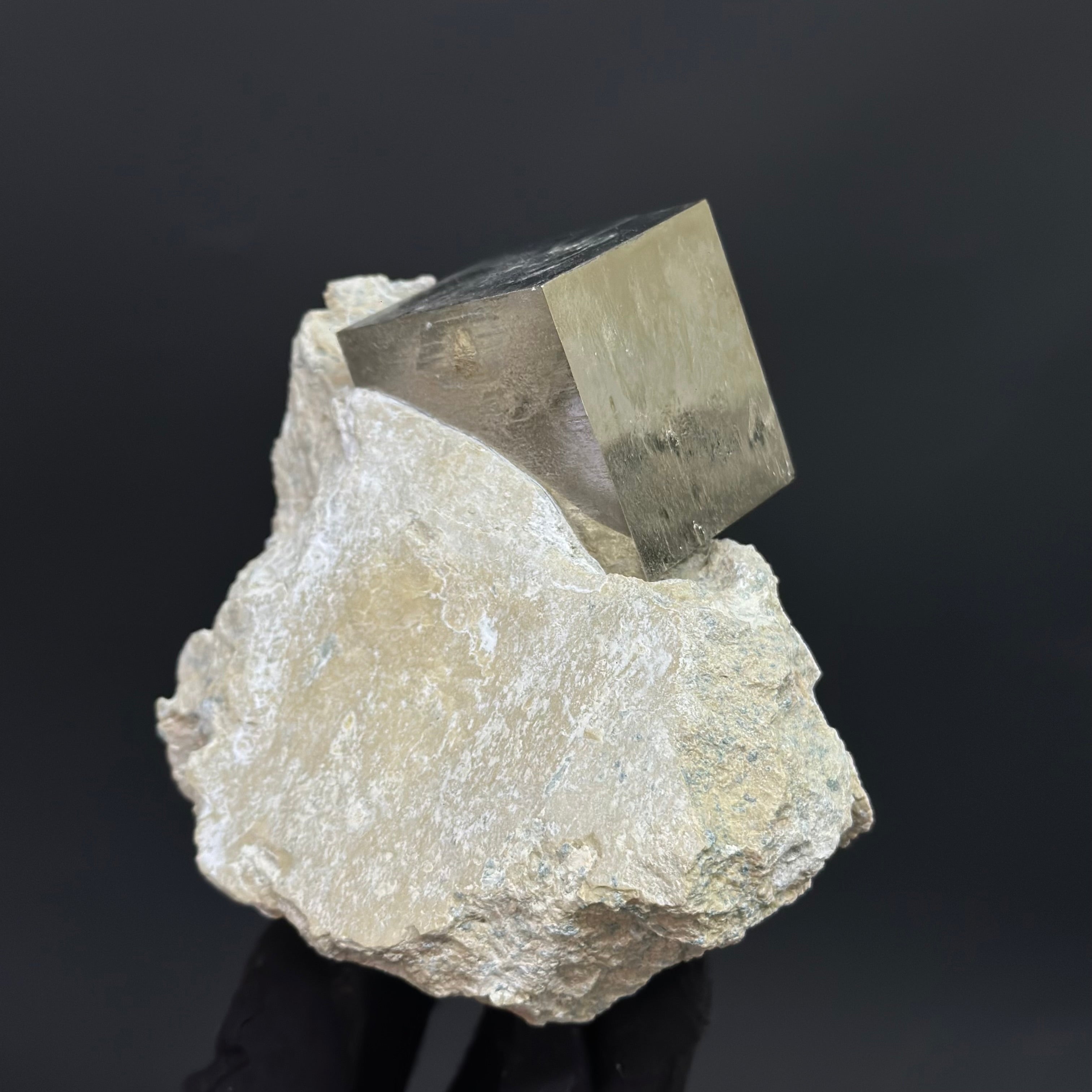 Single Cube Pyrite on Matrix from Mina Ampliación A Victoria, Navajún, Spain