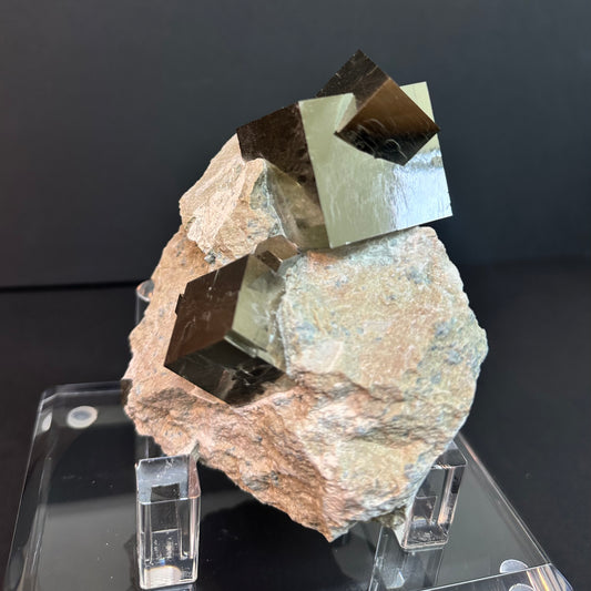 Genuine Pyrite Intergrown on Matrix from Mina Ampliación A Victoria Mine, Navajún, Spain