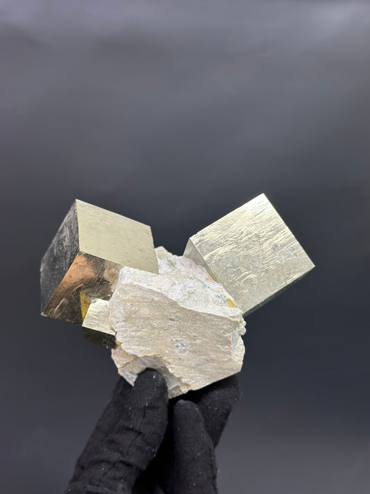 Cube Pyrite on Matrix from Mina Ampliación A Victoria, Navajún, Spain