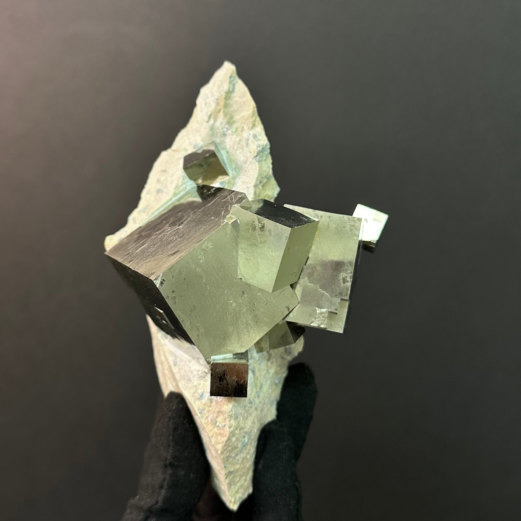 Pyrite Intergrown on Matrix from Mina Ampliación A Victoria, Navajún, Spain.