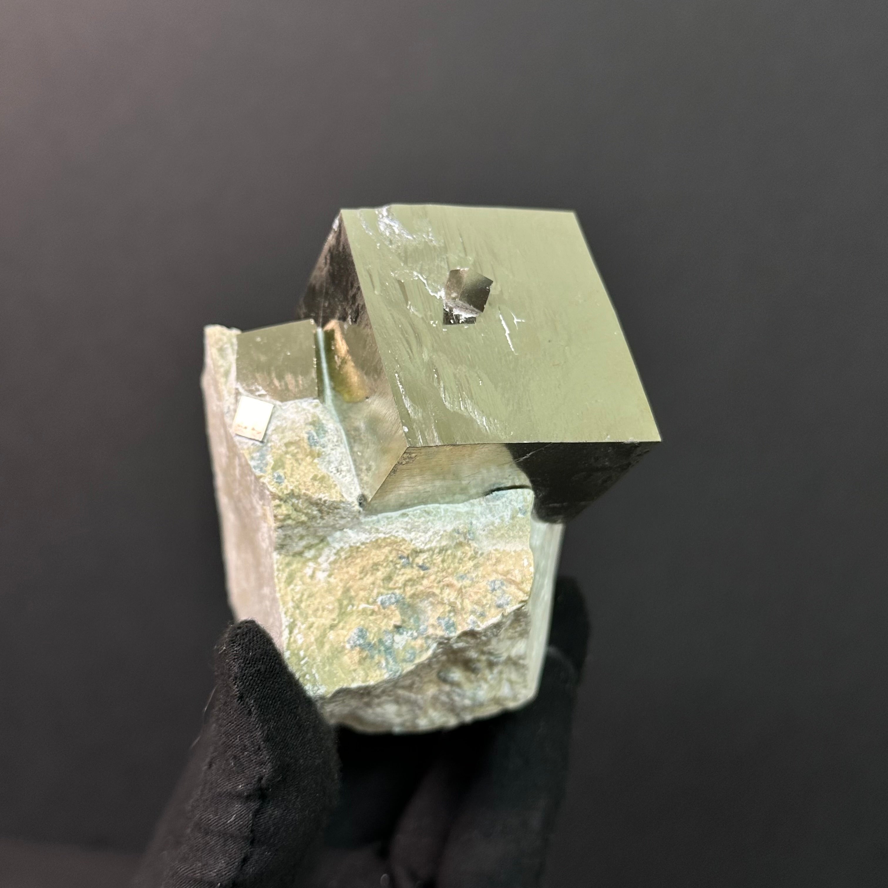 Pyrite Cube on Matrix from Mina Ampliación A Victoria, Navajún, Spain