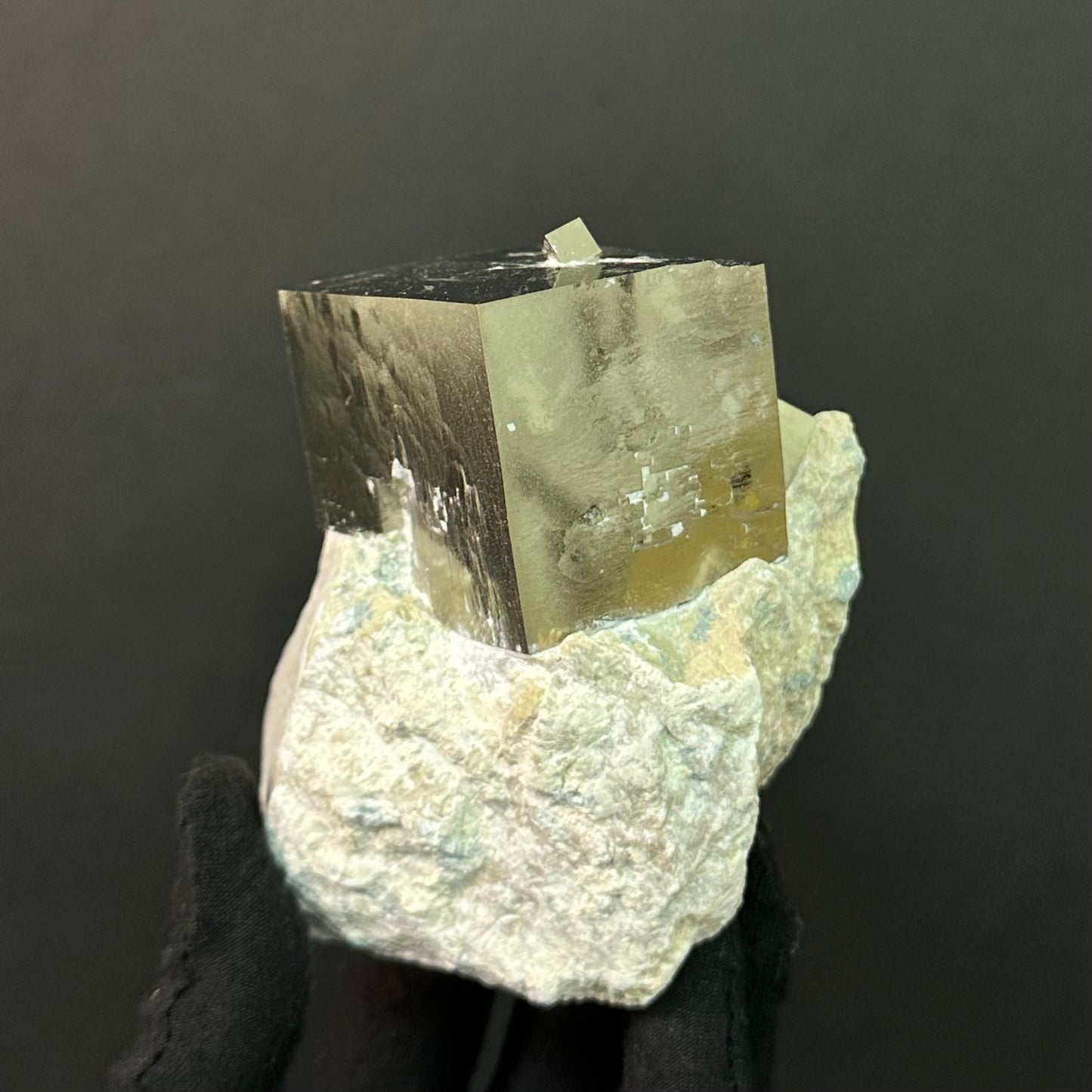 Pyrite Cube on Matrix from Mina Ampliación A Victoria, Navajún, Spain