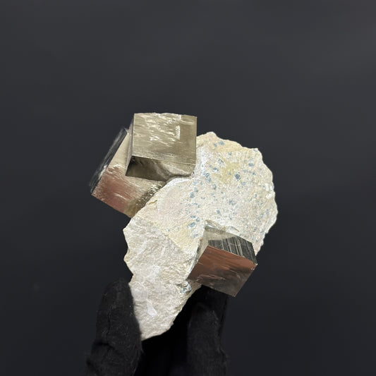 Intergrown on Matrix Pyrite Cubes Specimen from Mina Ampliación A Victoria, Navajún, Spain.