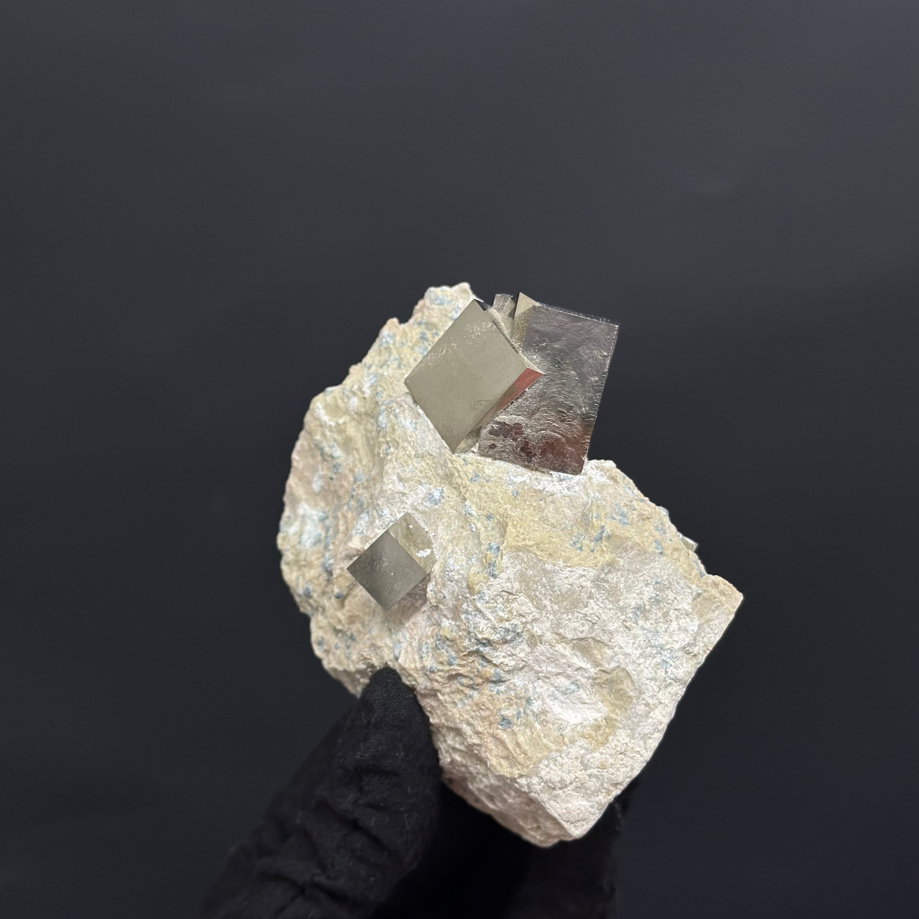 Intergrown on Matrix Pyrite Cubes Specimen from Mina Ampliación A Victoria, Navajún, Spain.