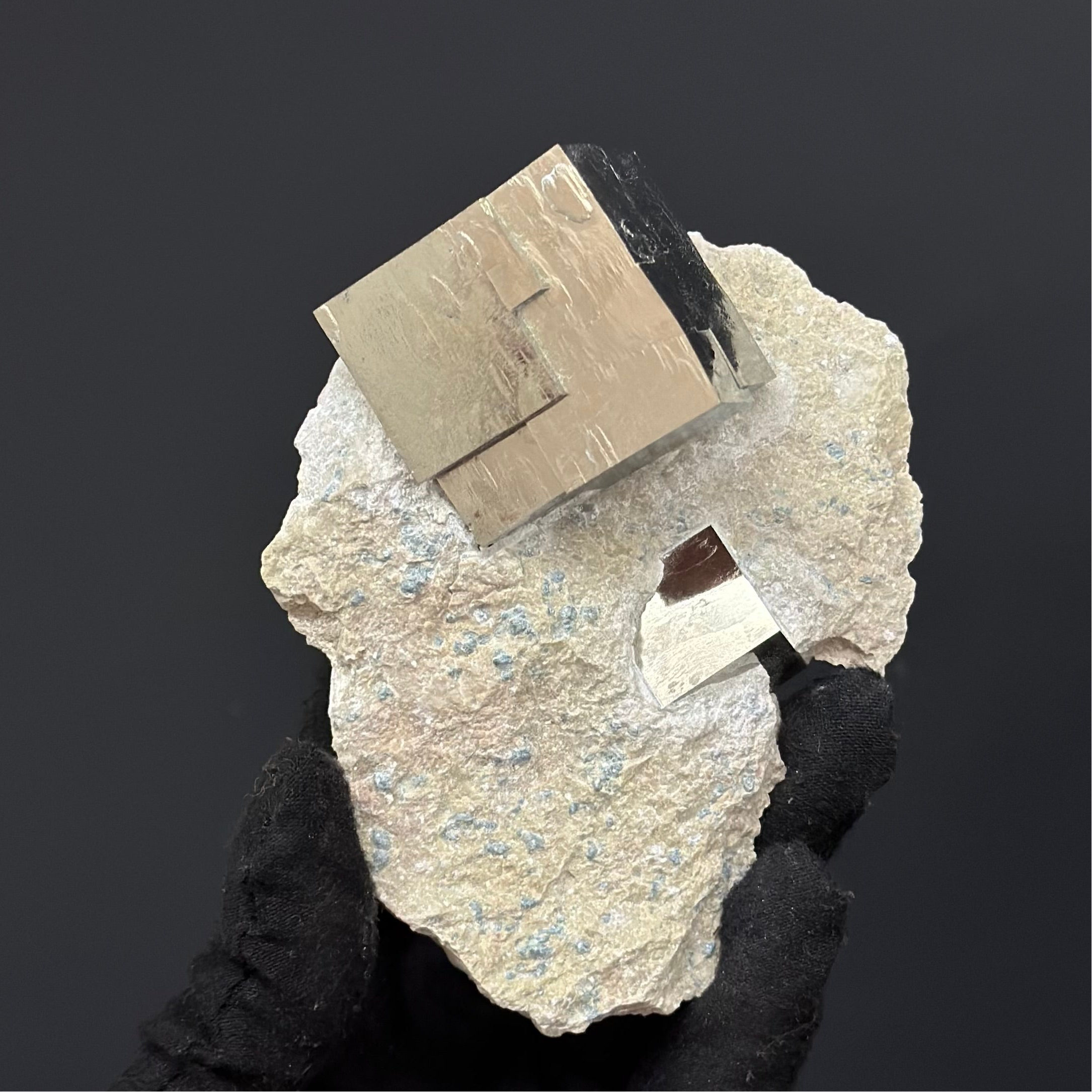 Cubes on Matrix Pyrite Specimen from Mina Ampliación A Victoria, Navajún, Spain.