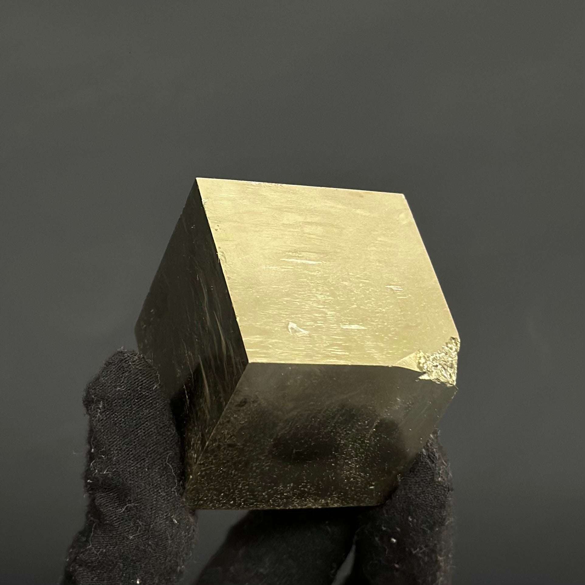 Single Cube Pyrite Specimen from Mina Ampliación A Victoria, Navajún, Spain.