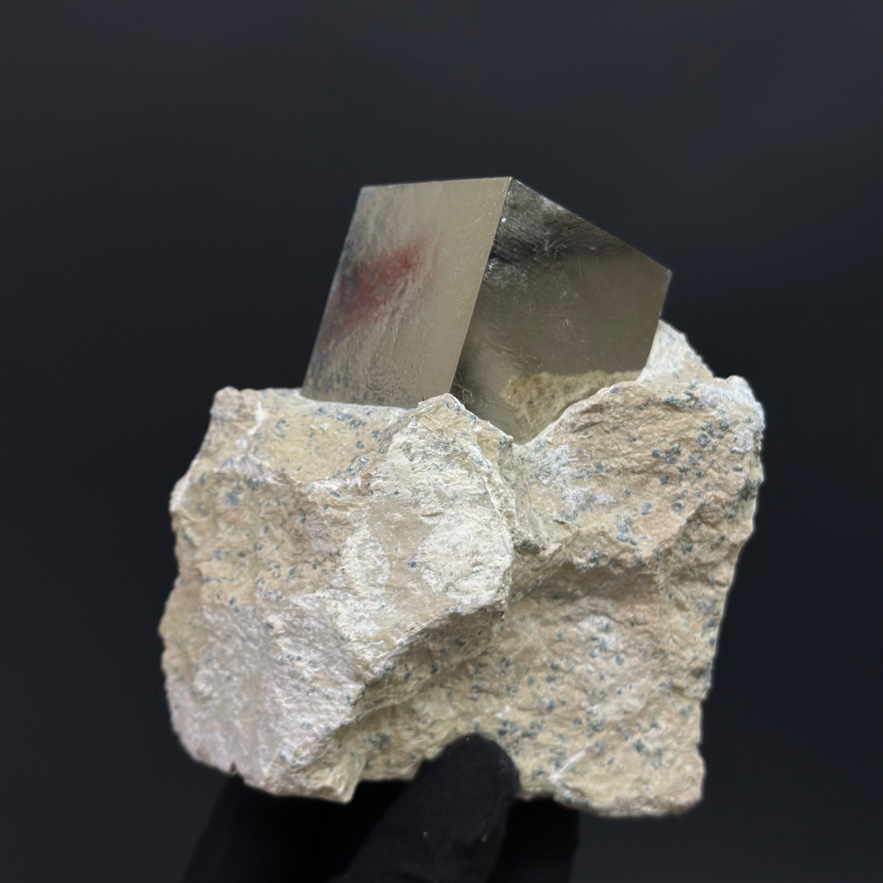 Single Cubic Pyrite on Matrix from Mina Ampliación A Victoria, Navajún, Spain