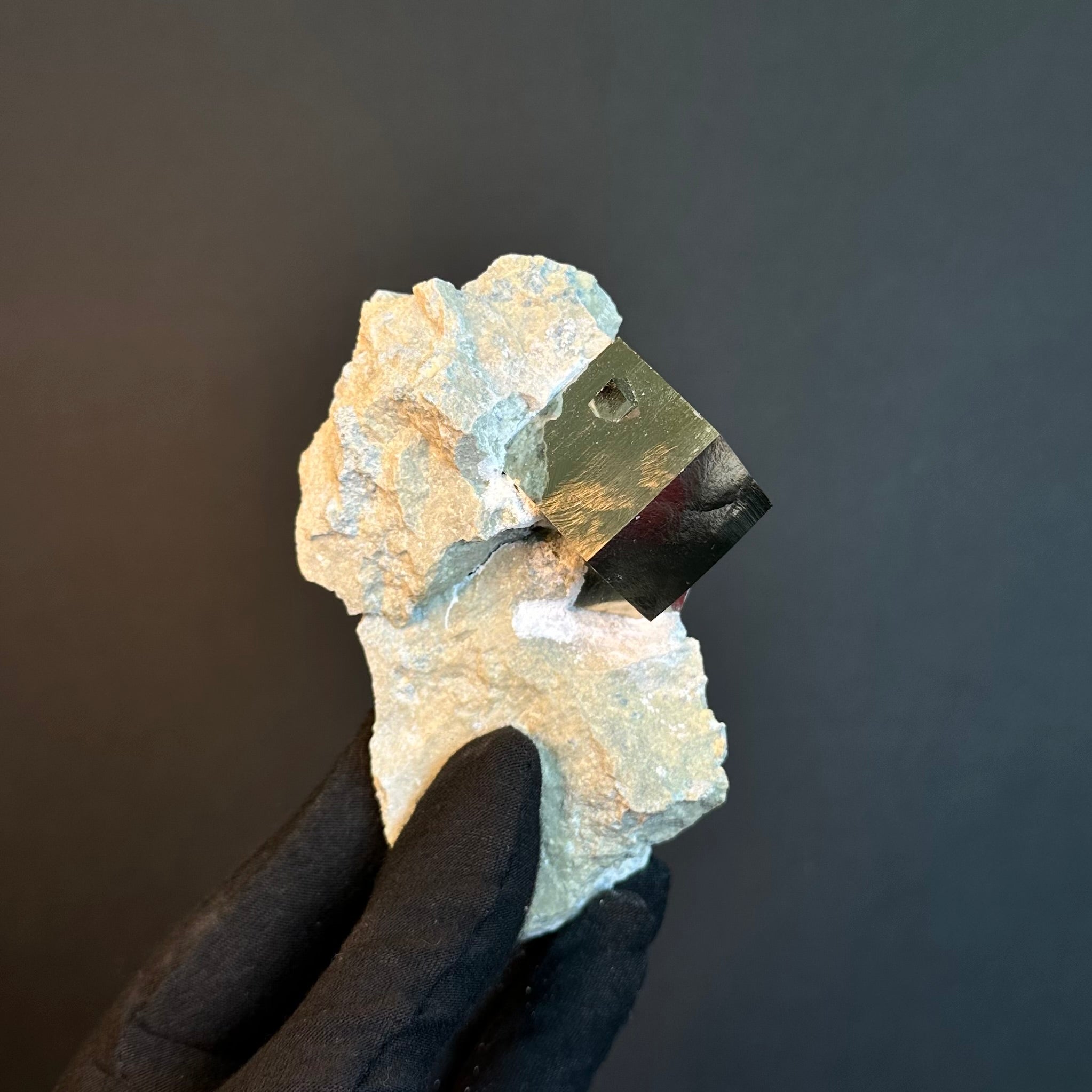 Pyrite with Intergrown Cube on Matrix from Victoria Mine, Navajún, La Rioja, Spain.