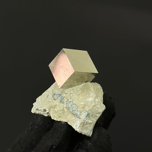 BEST SELLER Pyrite Cube on Matrix from Mina Ampliación A Victoria, Navajún, Spain.