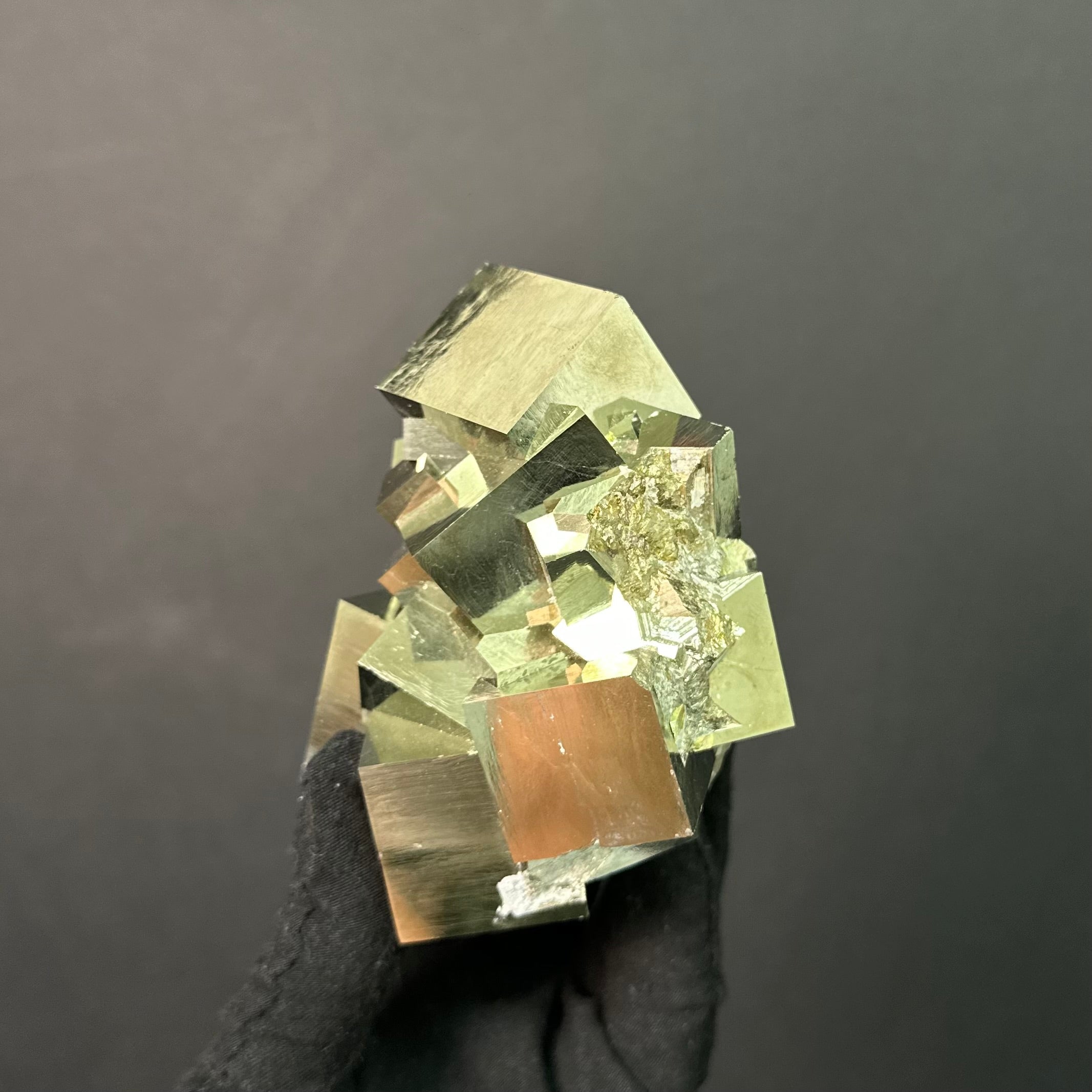 Ingrown Cubic Pyrite with Damage from Mina Ampliación A Victoria, Navajún, Spain.