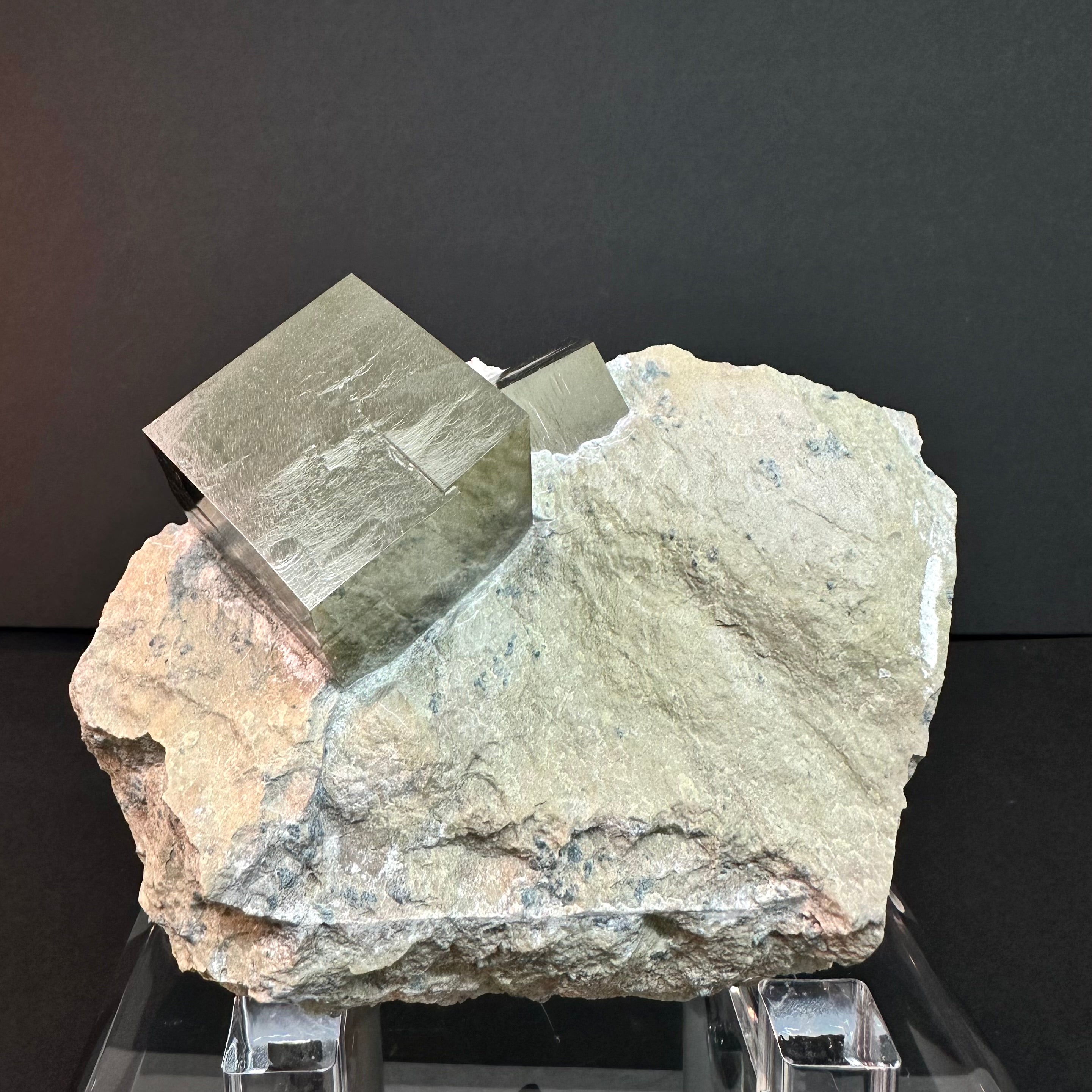 Pyrite Cubes on Matrix from Mina Ampliación A Victoria, Navajún, Spain