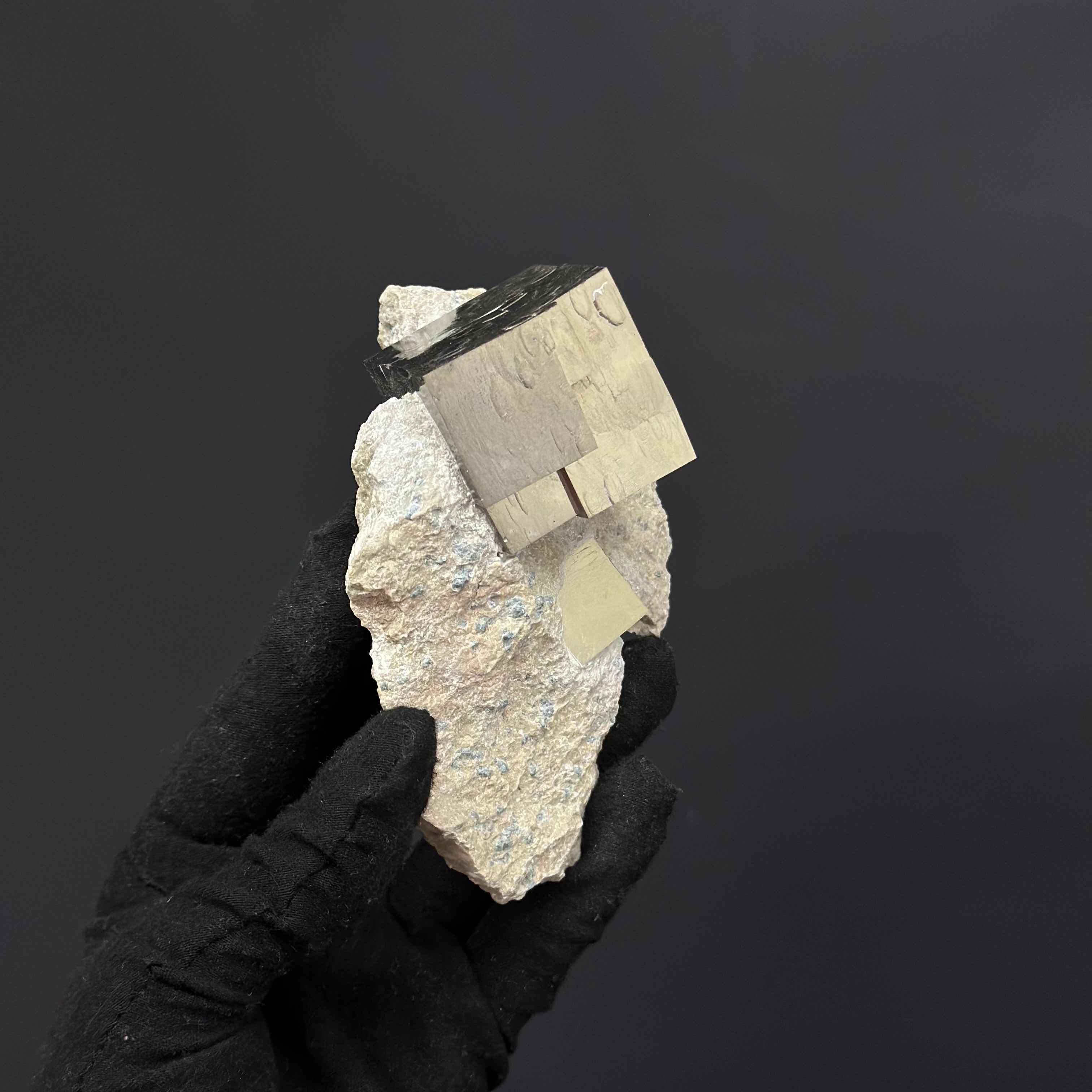 Cubes on Matrix Pyrite Specimen from Mina Ampliación A Victoria, Navajún, Spain.