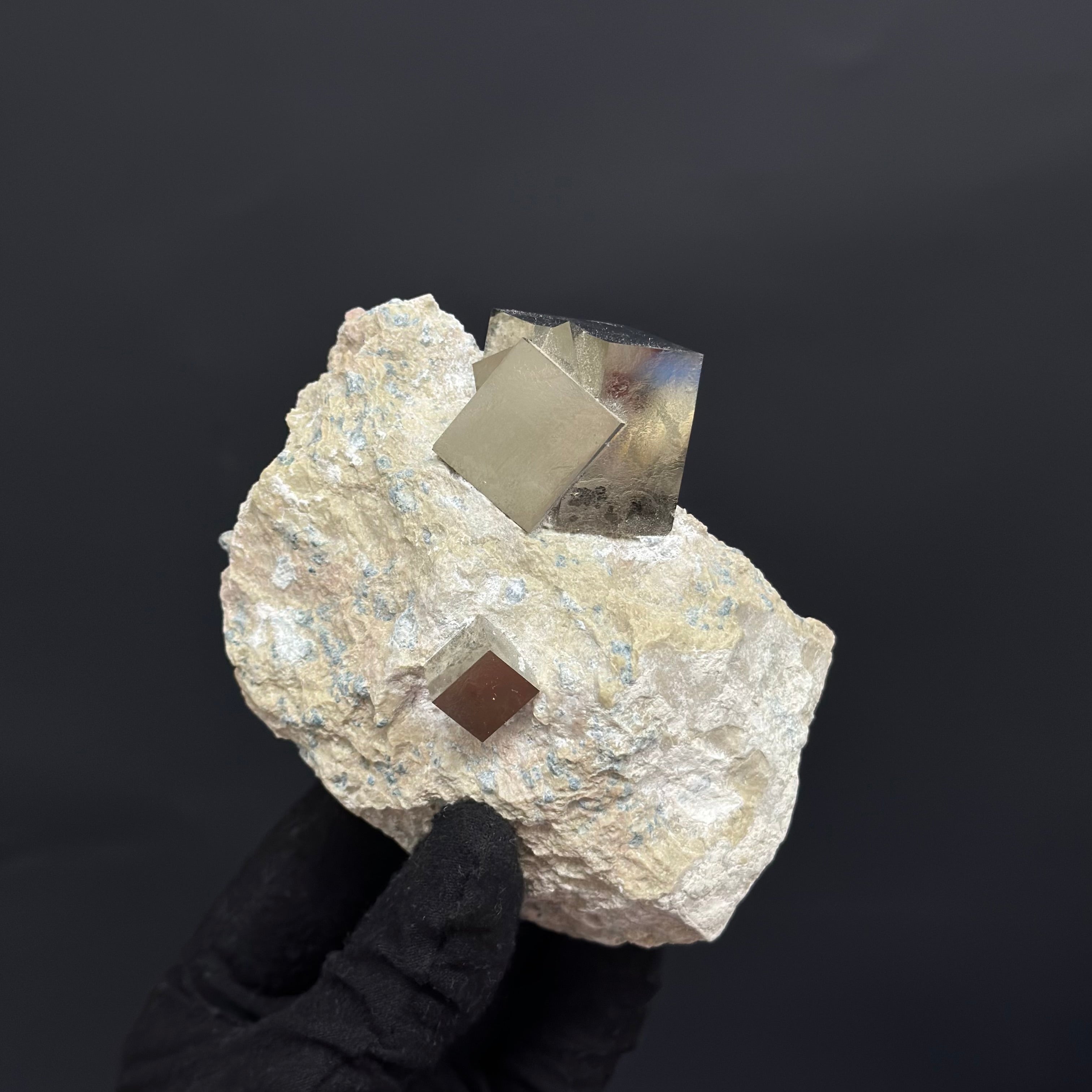 Intergrown on Matrix Pyrite Cubes Specimen from Mina Ampliación A Victoria, Navajún, Spain.