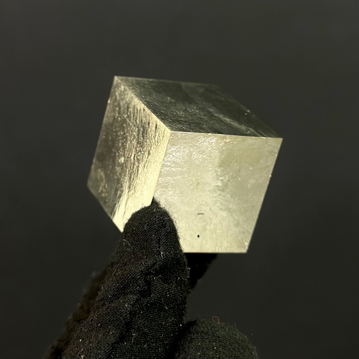 Single Cube Pyrite Specimen from Mina Ampliación A Victoria, Navajún, Spain.