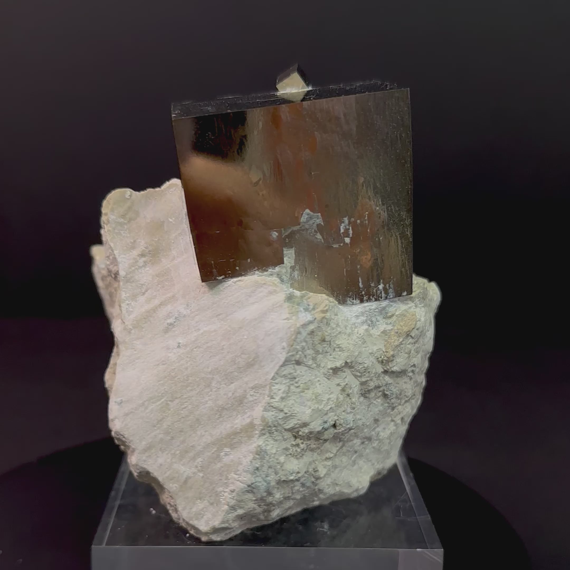 Pyrite Cube on Matrix from Mina Ampliación A Victoria, Navajún, Spain