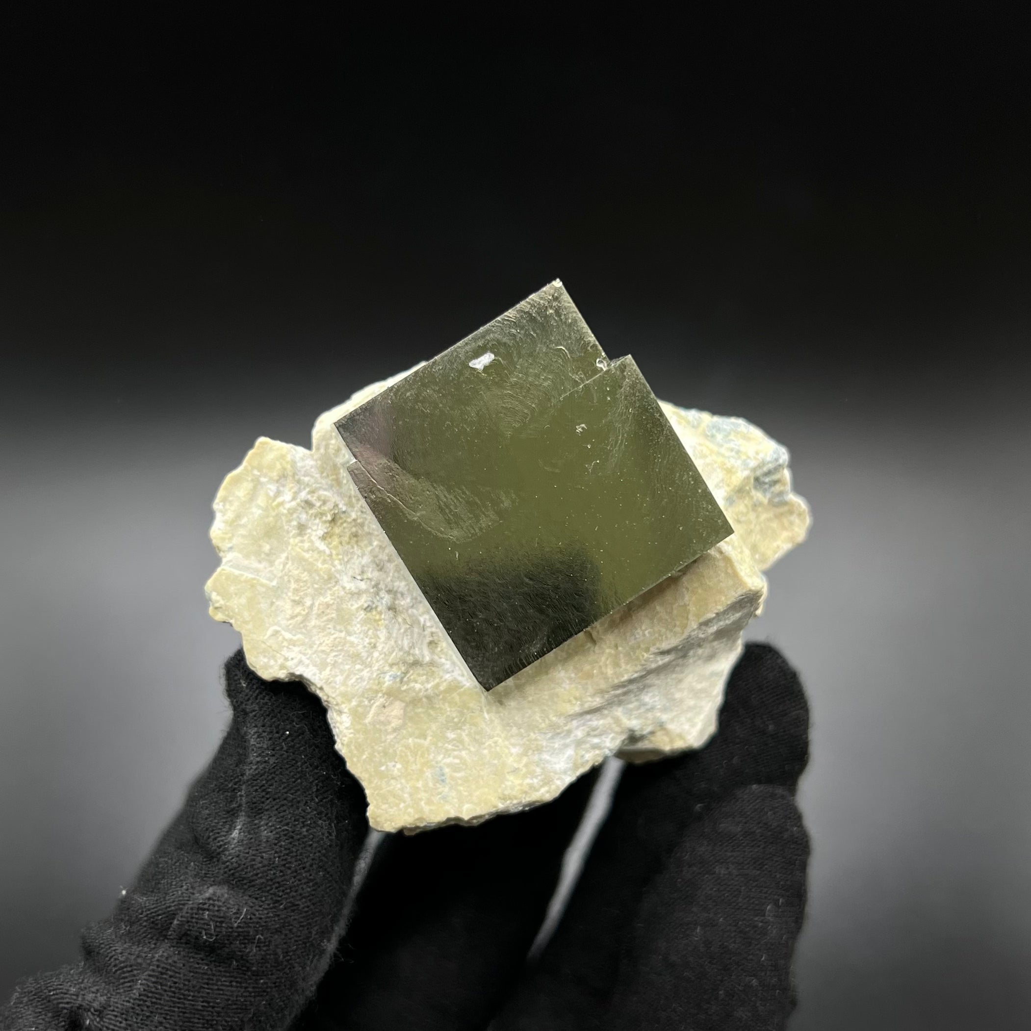 Rectangular Pyrite Crystal on Matrix from Mina Ampliación A Victoria, Navajún, Spain.